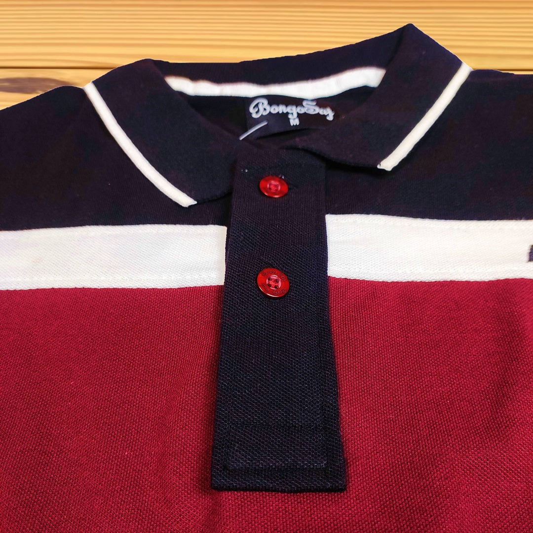 Men premium T Shirt Maroon white with black stripe
