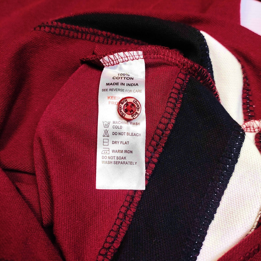 Men premium T Shirt Maroon white with black stripe