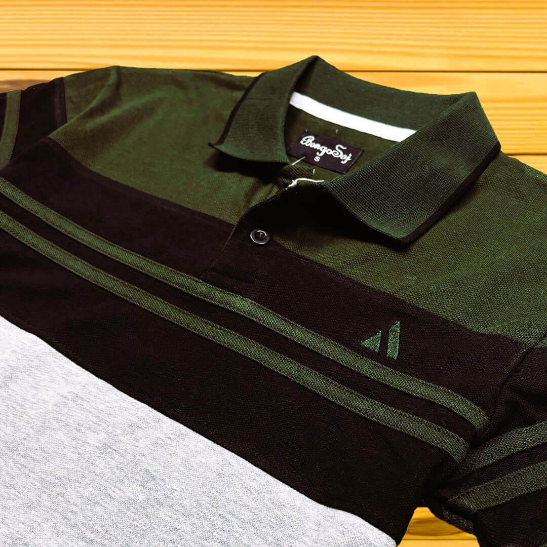Men stylish T Shirt Juniper Green , Black, Ash with stripe