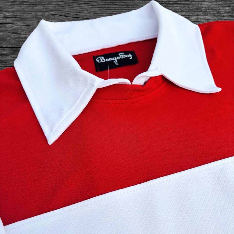 Full sleeve Collar Lycra T Shirt Red with White