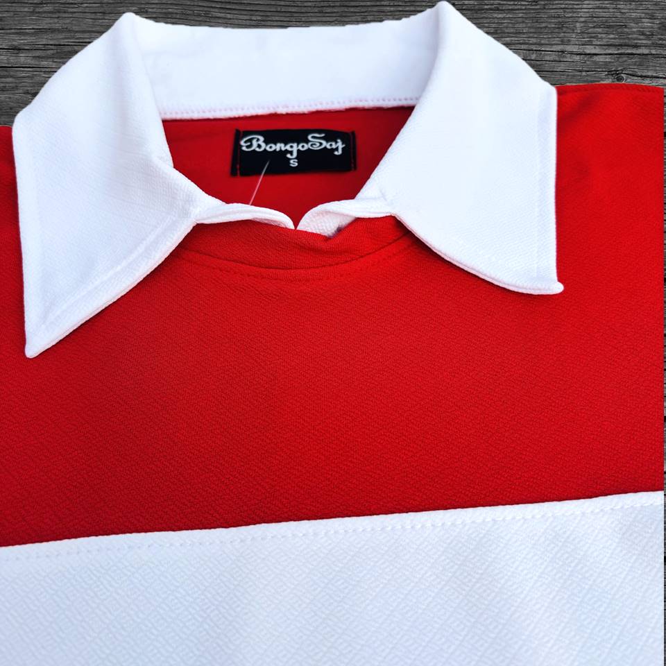 Full sleeve Collar Lycra T Shirt Red with White