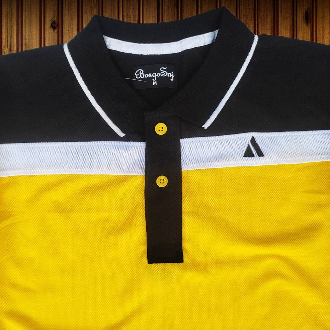 Men premium T Shirt Black, Yellow and White New