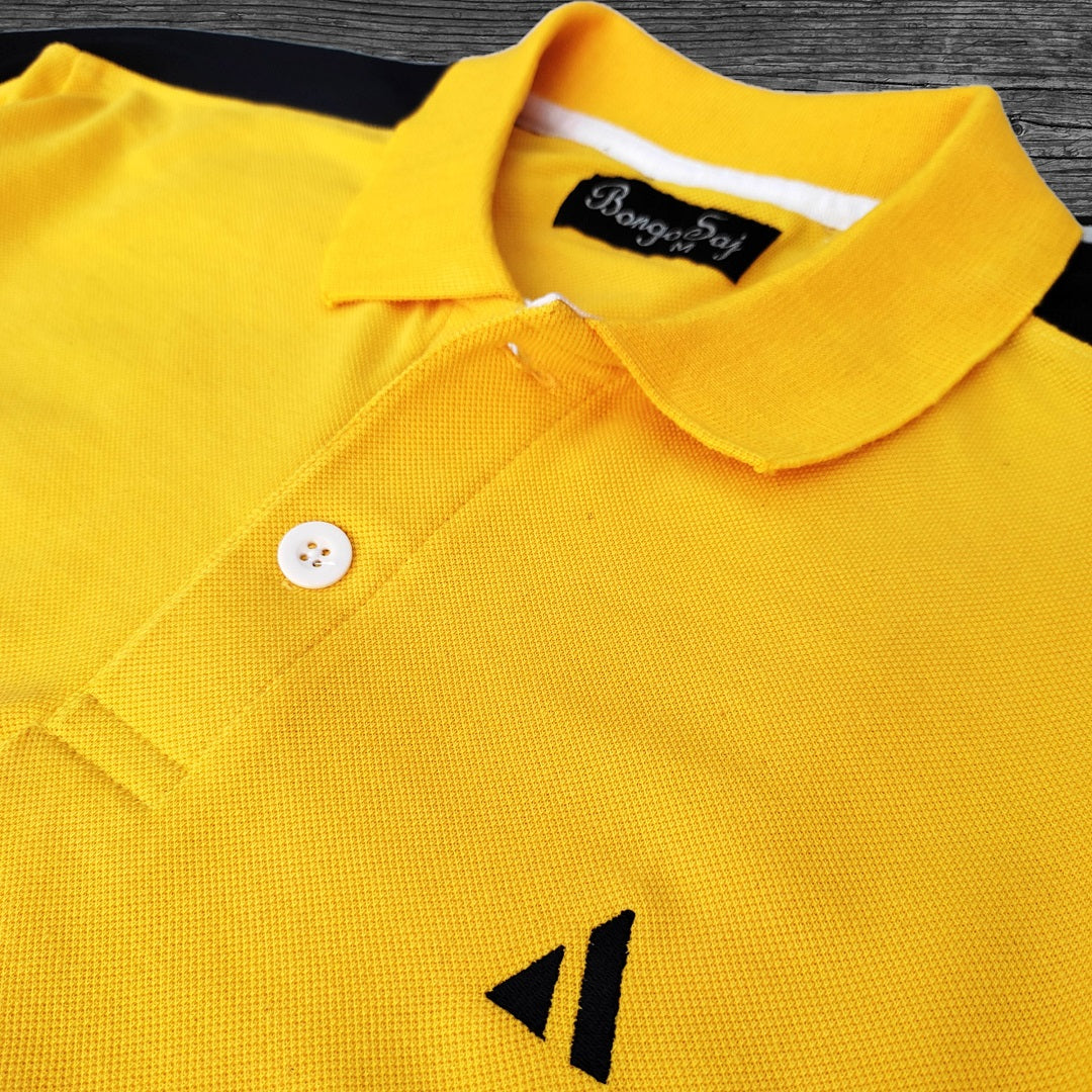 Men stylish T Shirt Yellow With Navy Shoulder cut