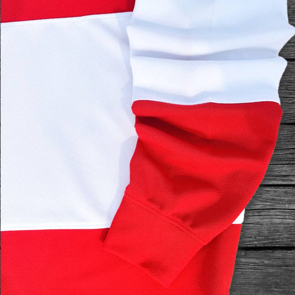 Full sleeve Collar Lycra T Shirt Red with White