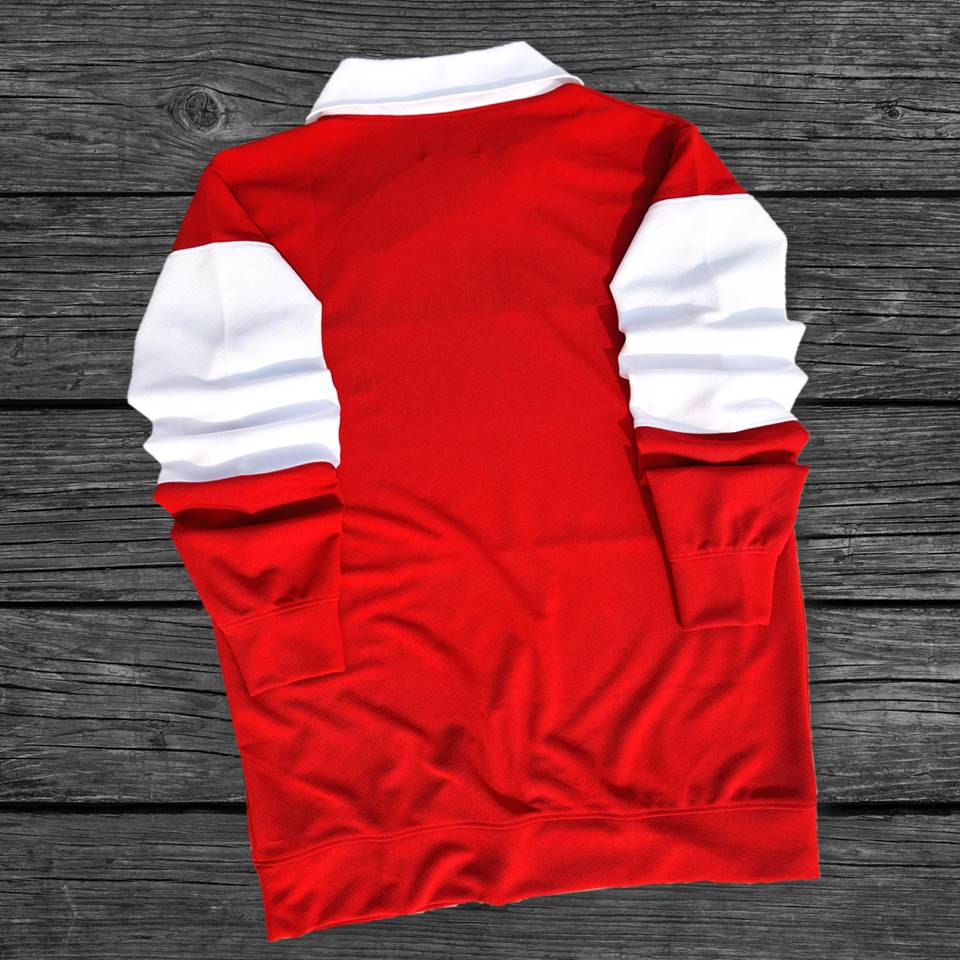 Full sleeve Collar Lycra T Shirt Red with White