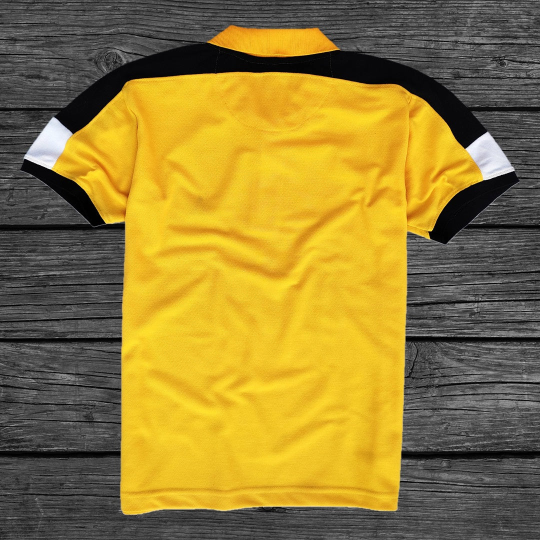 Men stylish T Shirt Yellow With Navy Shoulder cut