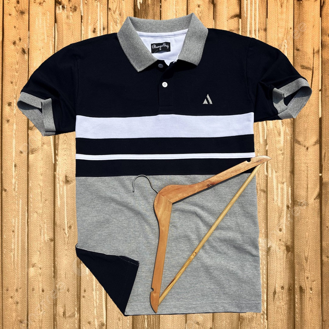 Men's Striped Bass Short Sleeve Cotton T-Shirt Large / Navy