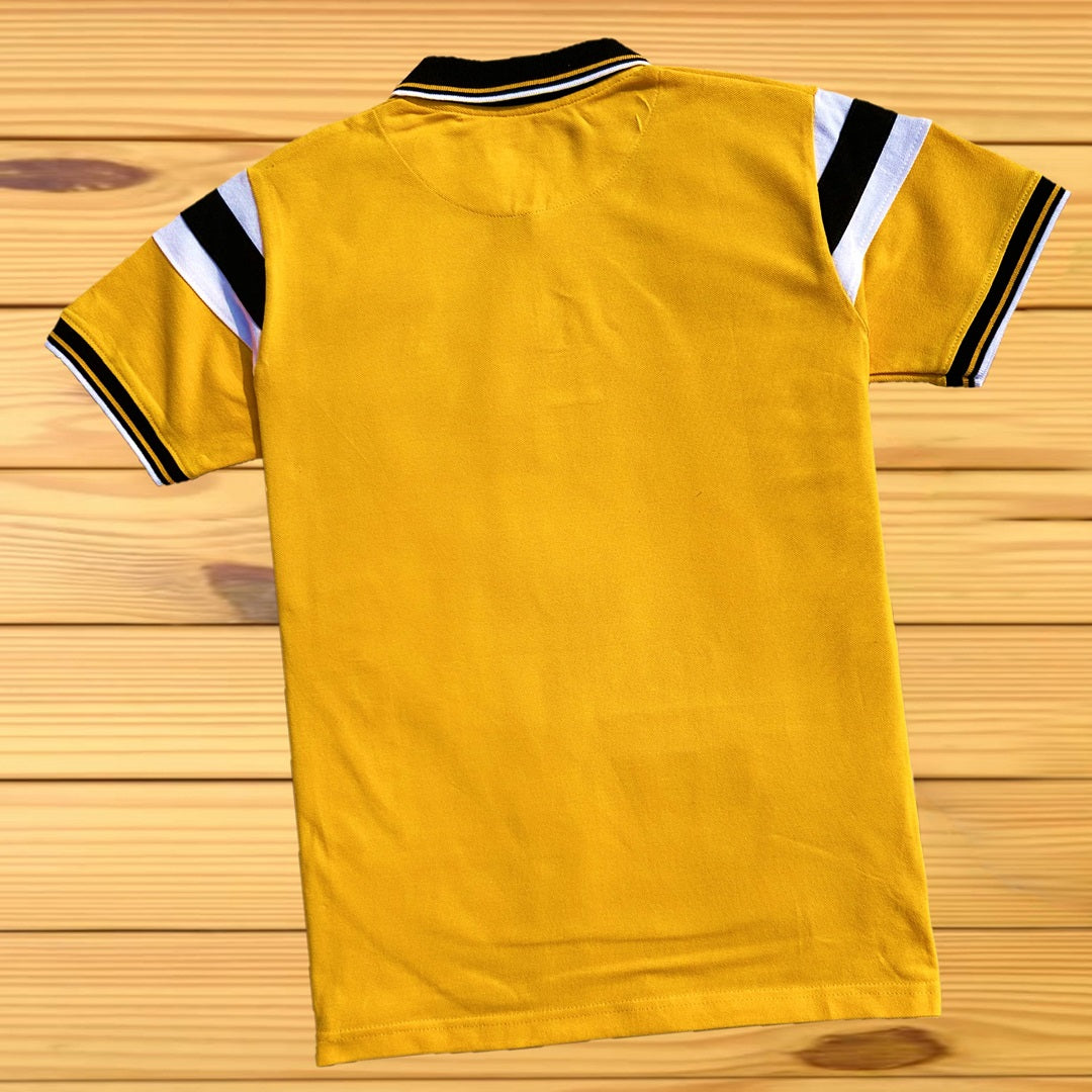 Men stylish T Shirt Golden Yellow, with Cut Sew Sleeves