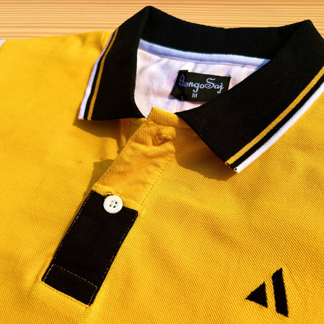 Men stylish T Shirt Golden Yellow, with Cut Sew Sleeves