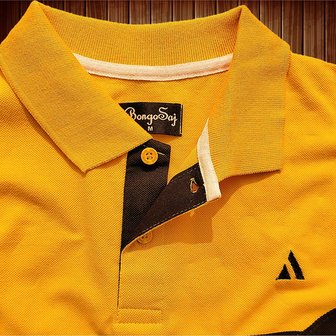 Stylish Men T-Shirt Yellow & Black Premium Three Stripes