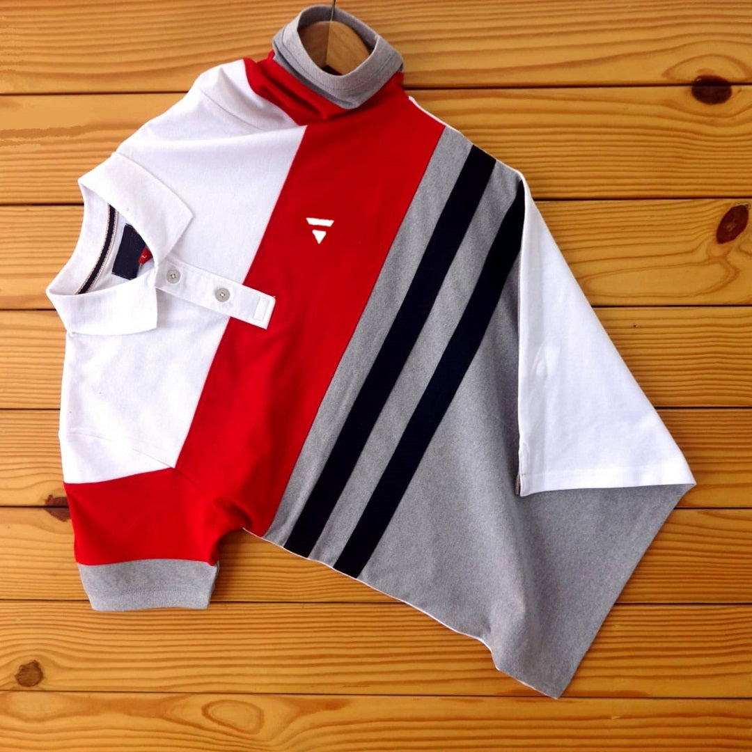 Men stylish T Shirt White, Red, Steel Grey with Black stripe