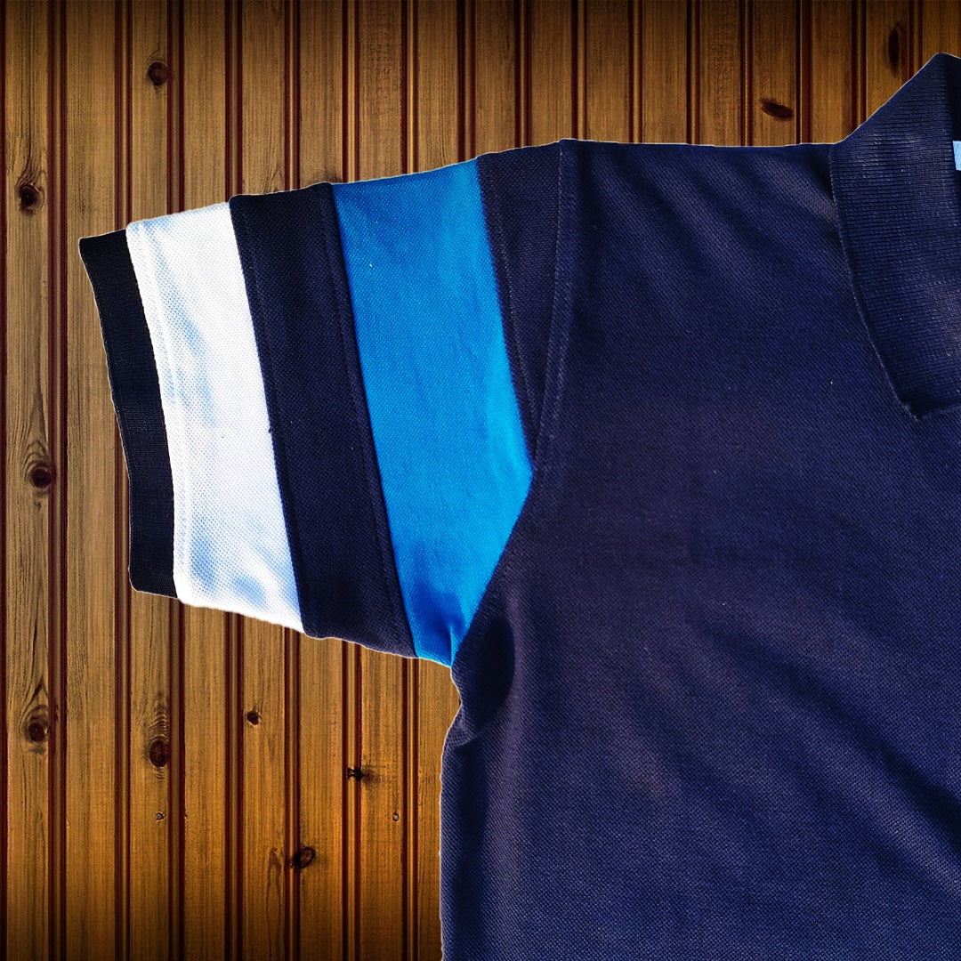 Men stylish T Shirt Navy blue, with Cut Sew Sleeves
