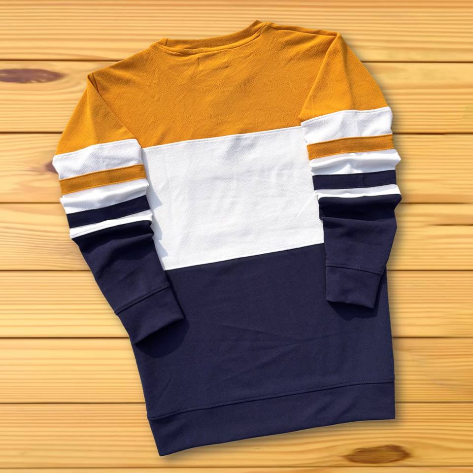 Full sleeve Lycra Yellow White and navy with two stripes