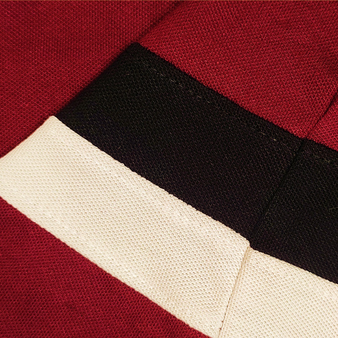 Men premium T Shirt Maroon white with black stripe