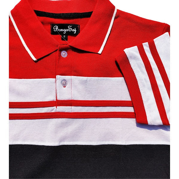 Men stylish T Shirt Red, White & Black With Red Stripe