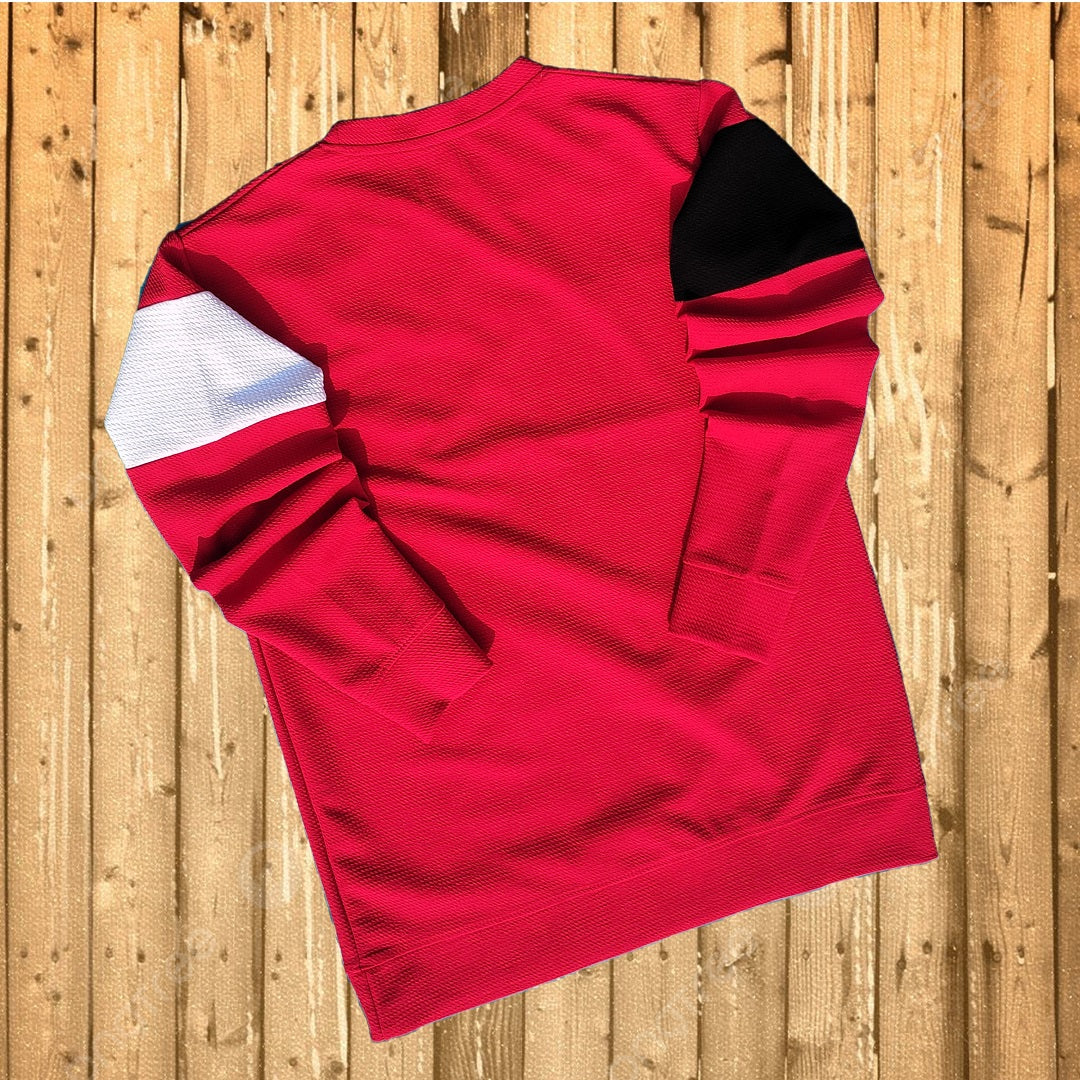 Full sleeve Lycra T Shirt, Red with half Black white
