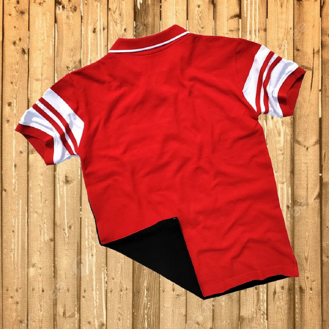 Men stylish T Shirt Red, White & Black With Red Stripe