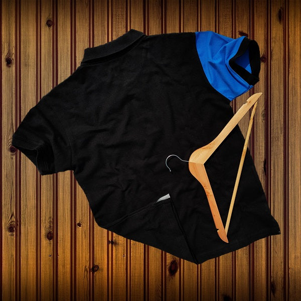 Mens Premium T-Shirt Black Sky Blue with melange vertical stripe