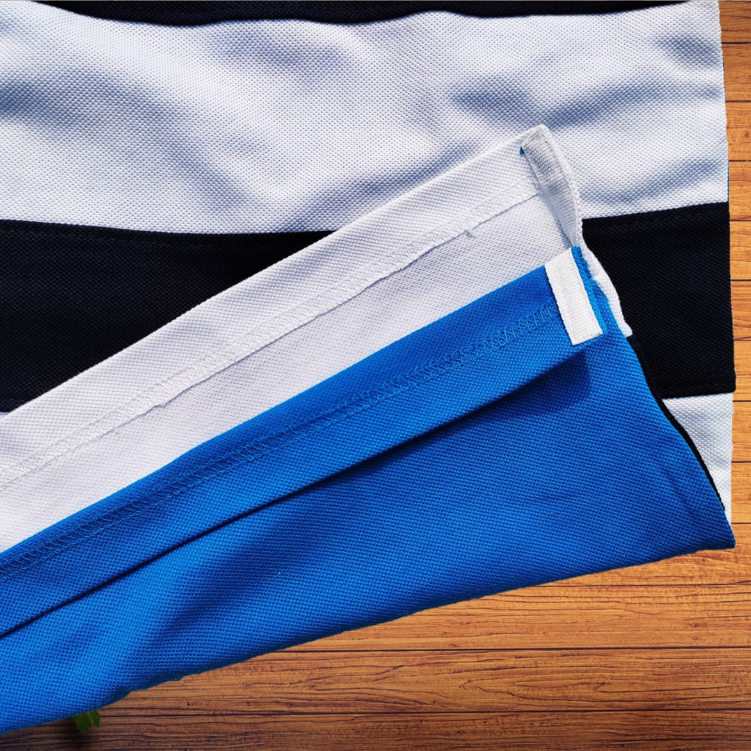 Men Premium T Shirt Sky Blue, white with Navy Blue stripe