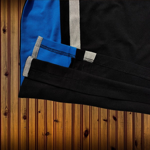 Mens Premium T-Shirt Black Sky Blue with melange vertical stripe