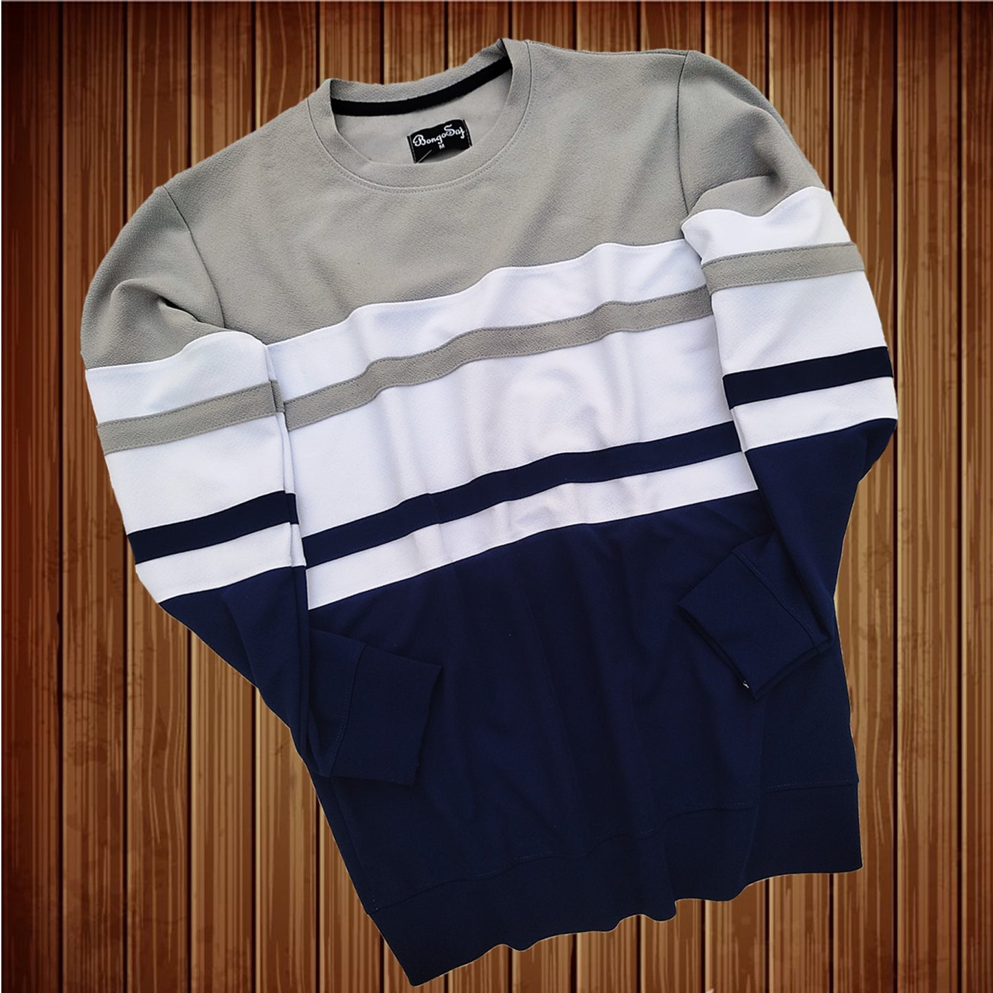 Full sleeve Lycra Steel Grey, White and Navy with two stripes