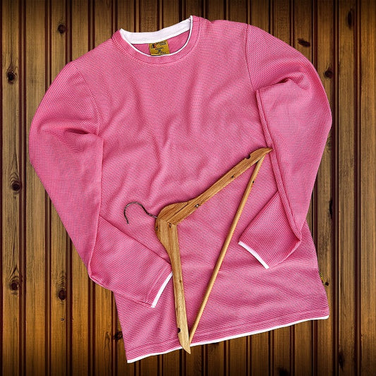 Textured Lycra T Shirt Pink Plain