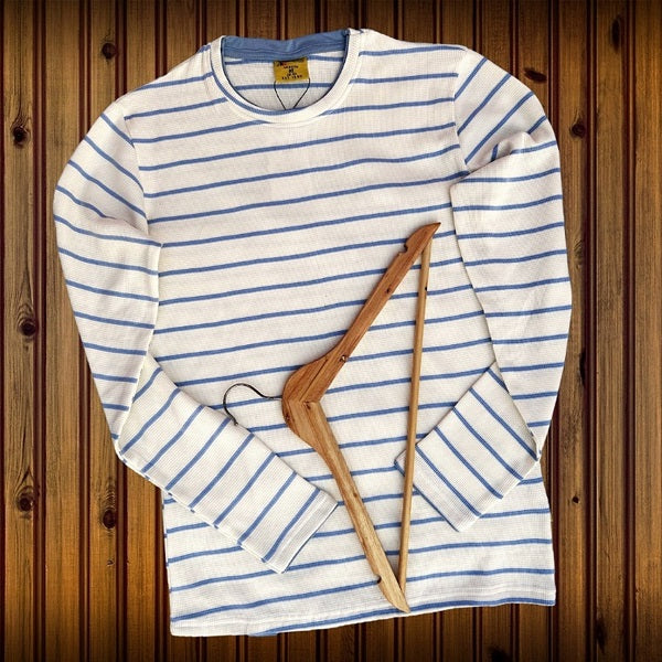 Textured Lycra T Shirt White with Blue stripe