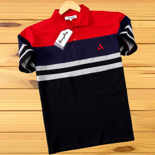 Stylish Men T-Shirt Red black navy with melange