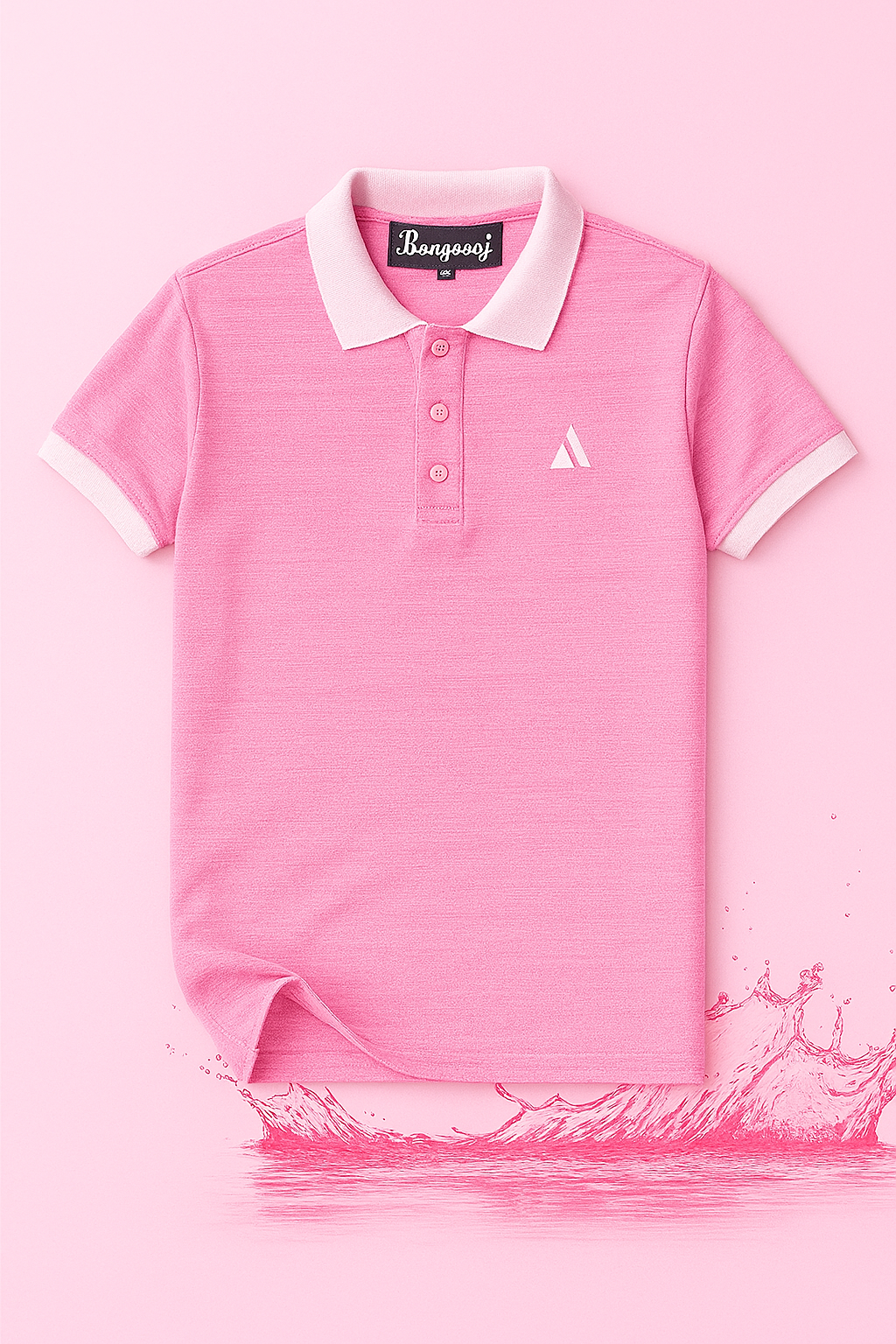 New Baby Pink Polo T-Shirt | White Collar & Cuffs