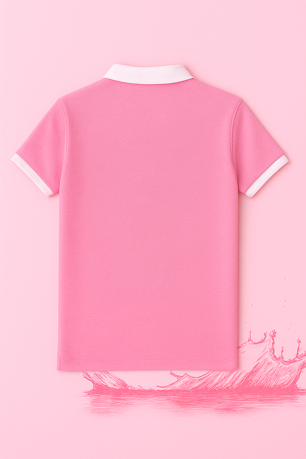 New Baby Pink Polo T-Shirt | White Collar & Cuffs
