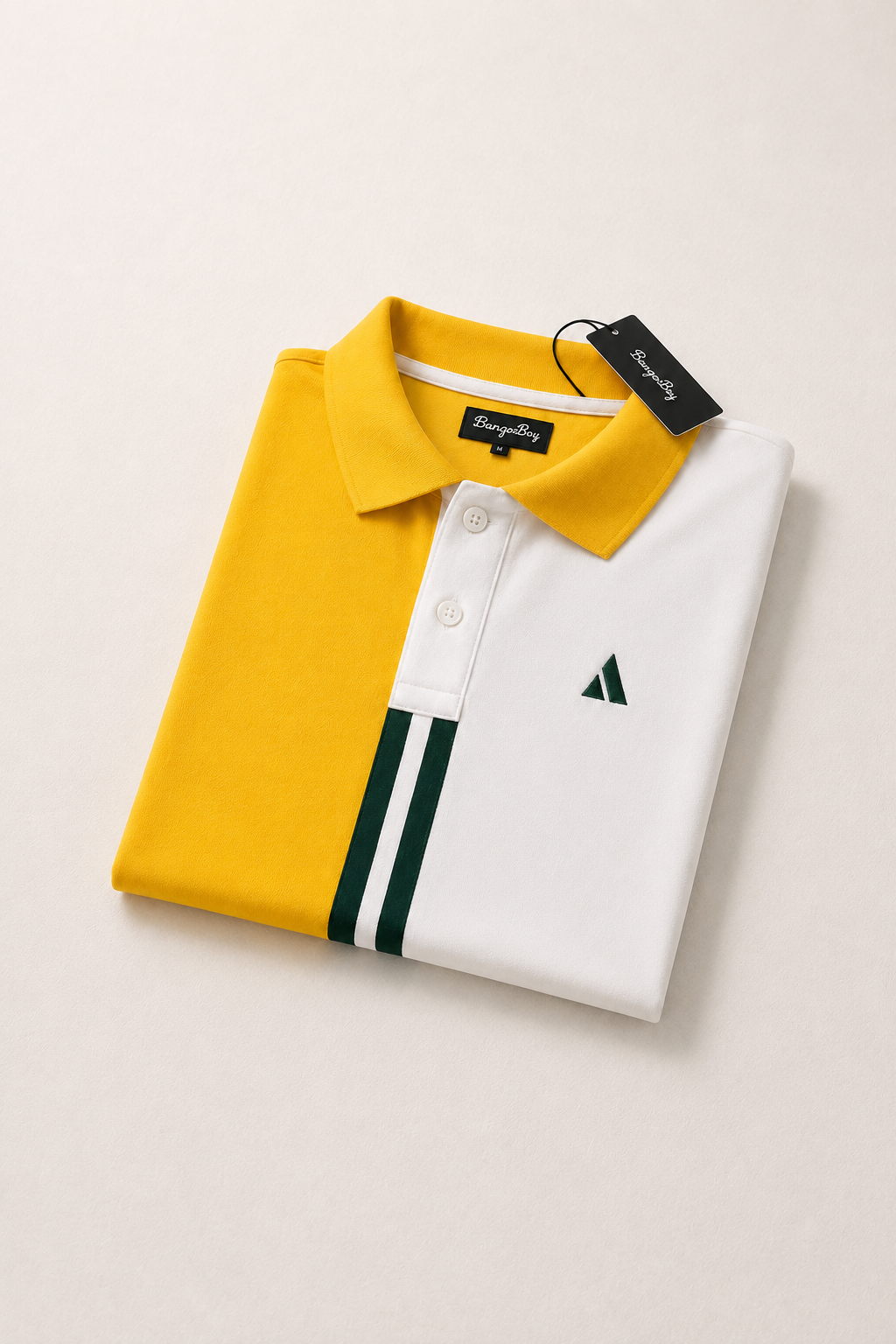 Half Golden Yellow with White stripe Polo T-Shirt