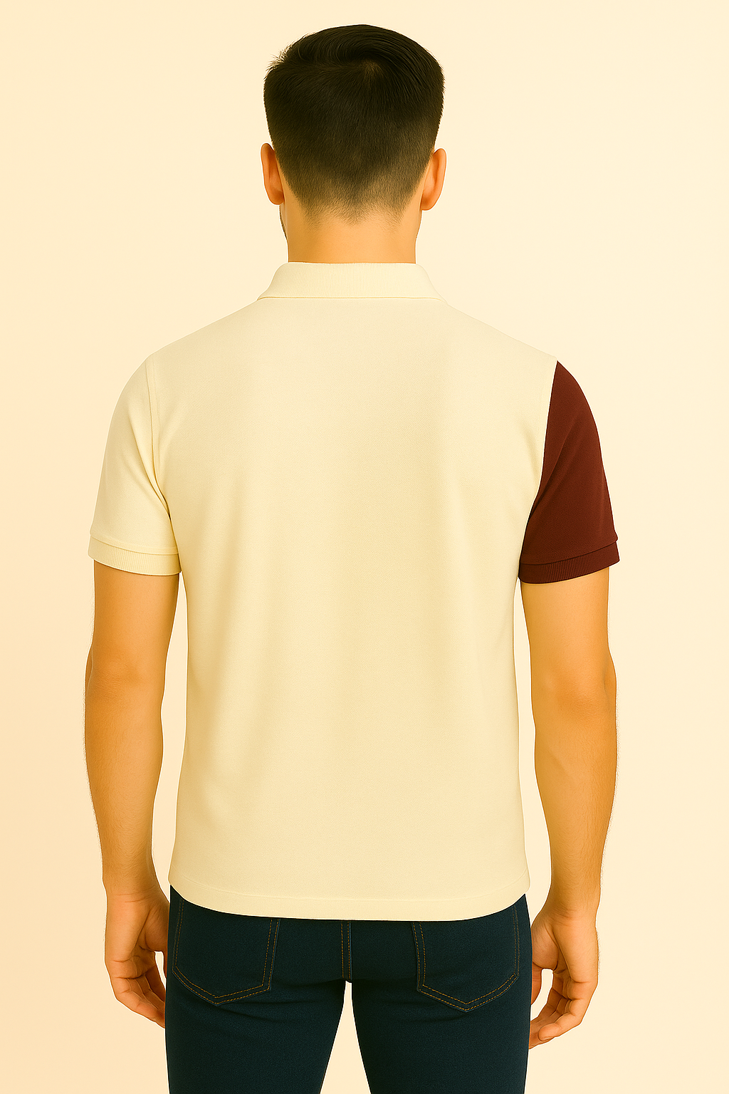 Half Maroon with Yellow stripe Polo T-Shirt