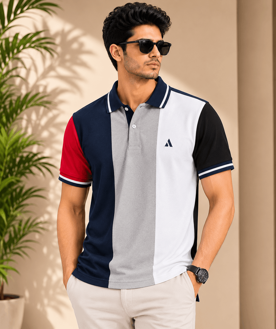 Bongosaj Monaco Colour Block Polo T-Shirt – Navy Multi