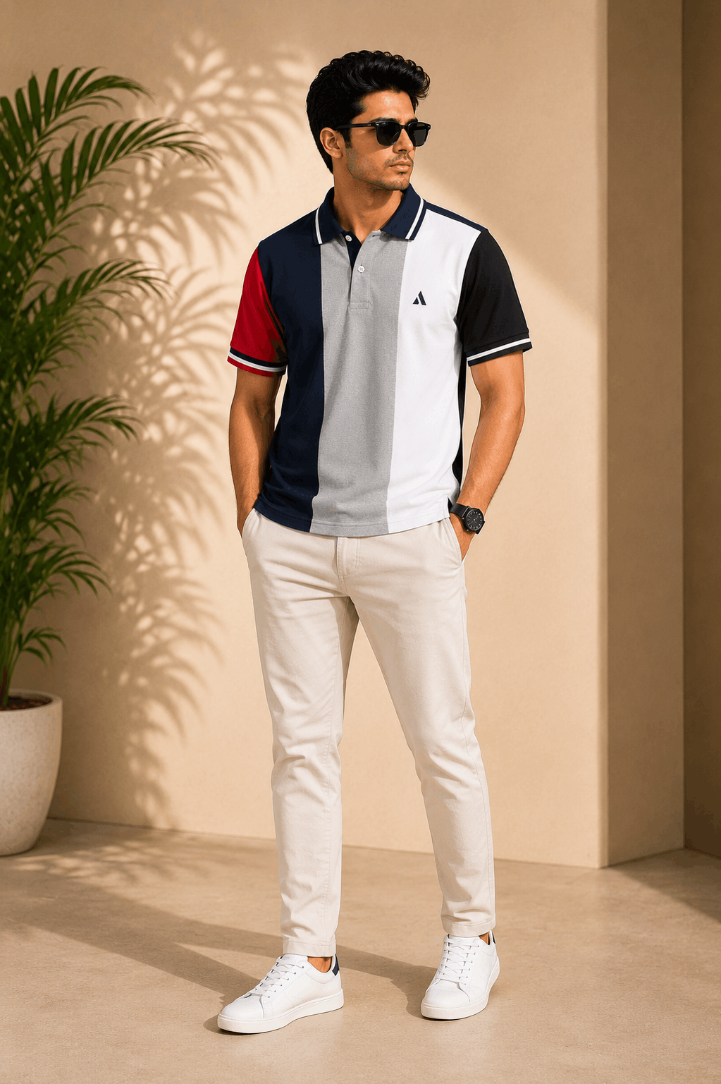 Bongosaj Monaco Colour Block Polo T-Shirt – Navy Multi
