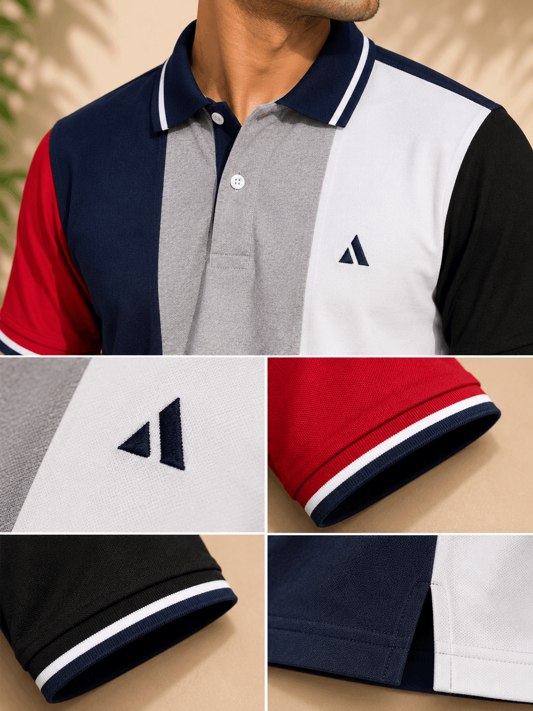 Bongosaj Monaco Colour Block Polo T-Shirt – Navy Multi
