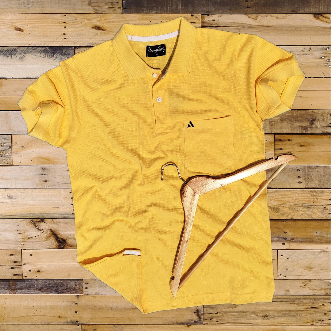 Men stylish T-Shirt light Yellow color plain, with Pocket