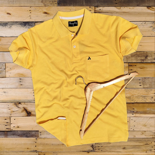 Men stylish T-Shirt light Yellow color plain, with Pocket