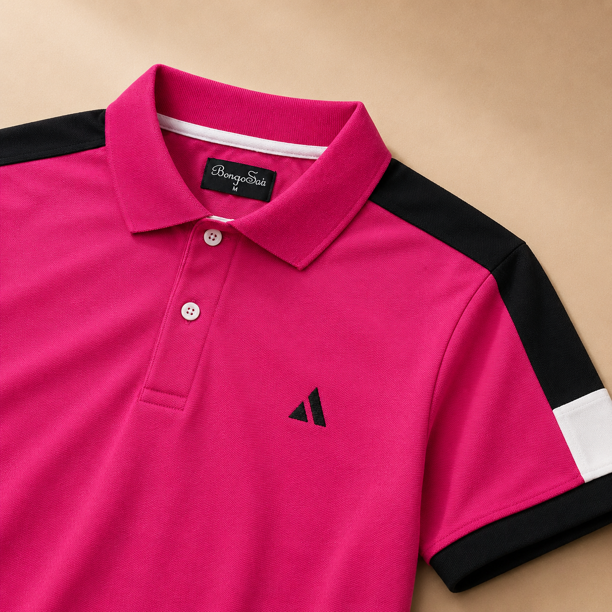 BongoSaj Men’s Premium Polo T-Shirt – Hot Pink Edition Shoulder cut