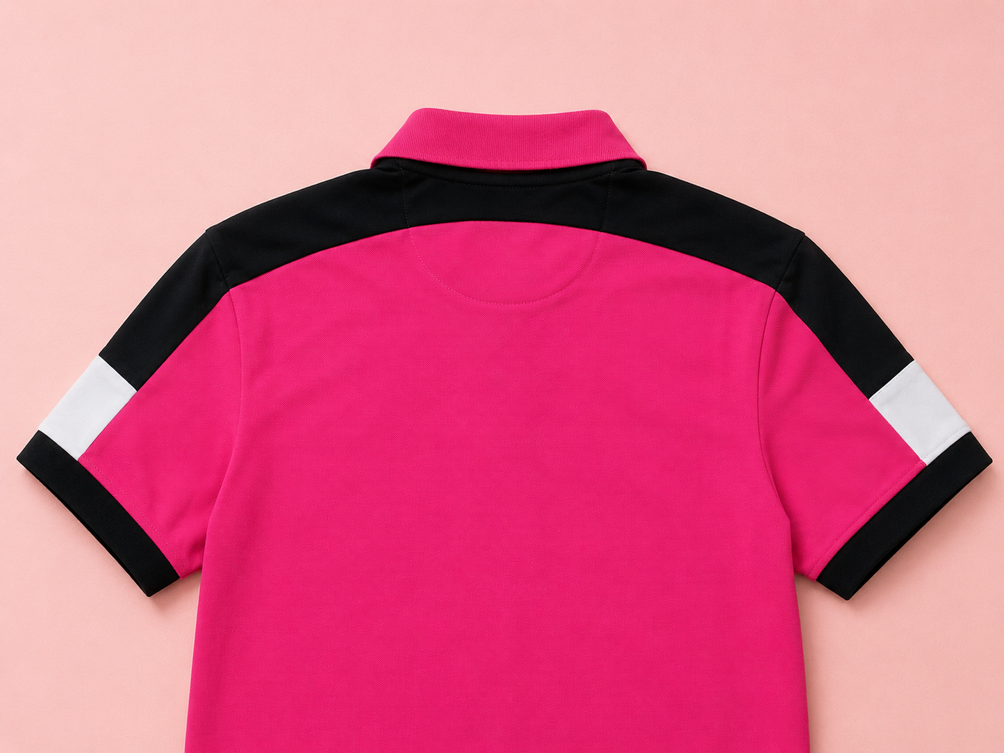BongoSaj Men’s Premium Polo T-Shirt – Hot Pink Edition Shoulder cut