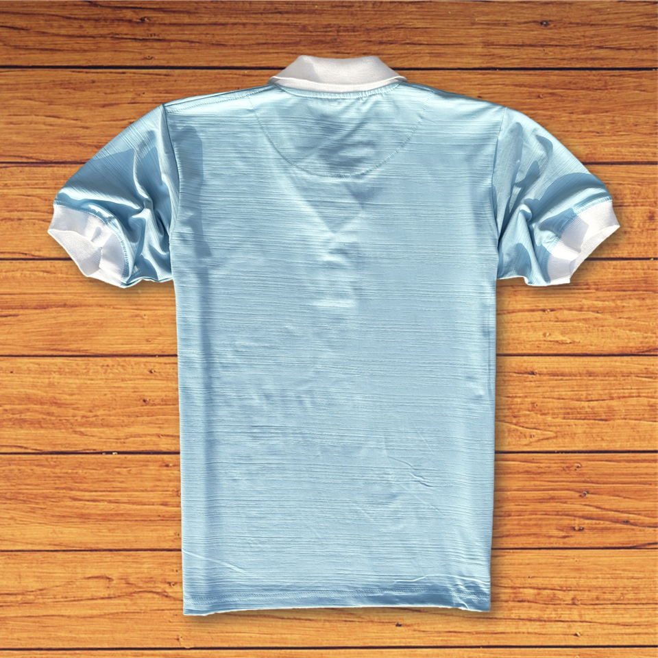 New Sky Blue Polo T-Shirt | White Collar & Cuffs