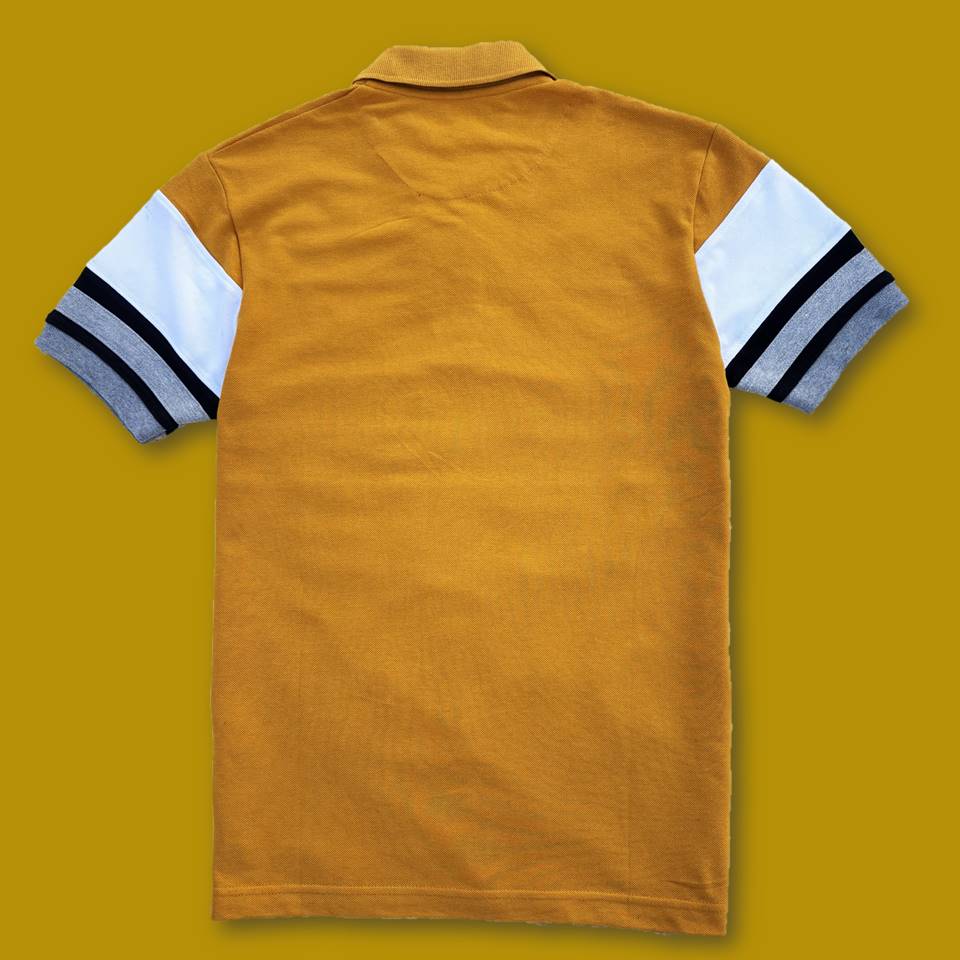 Mens Premium T-Shirt Yellow Golden, White with Black stripe