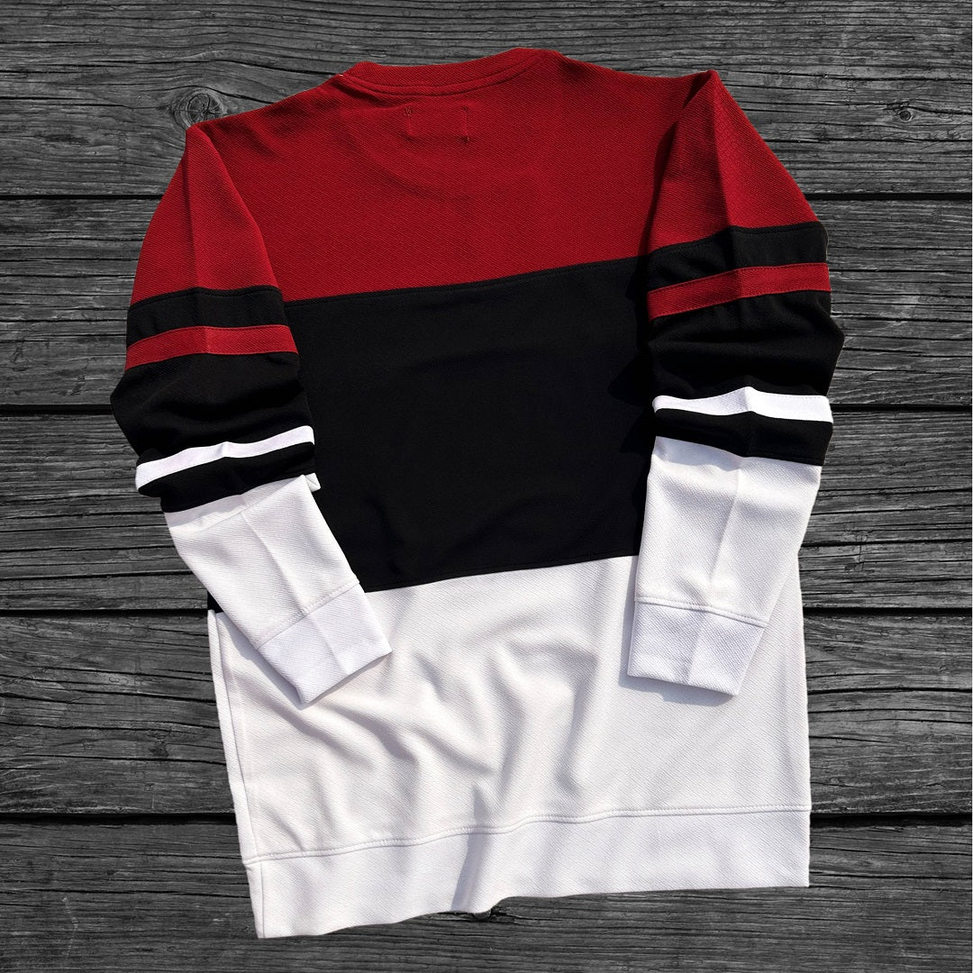 Full sleeve Lycra Maroon, Black and White with two stripes