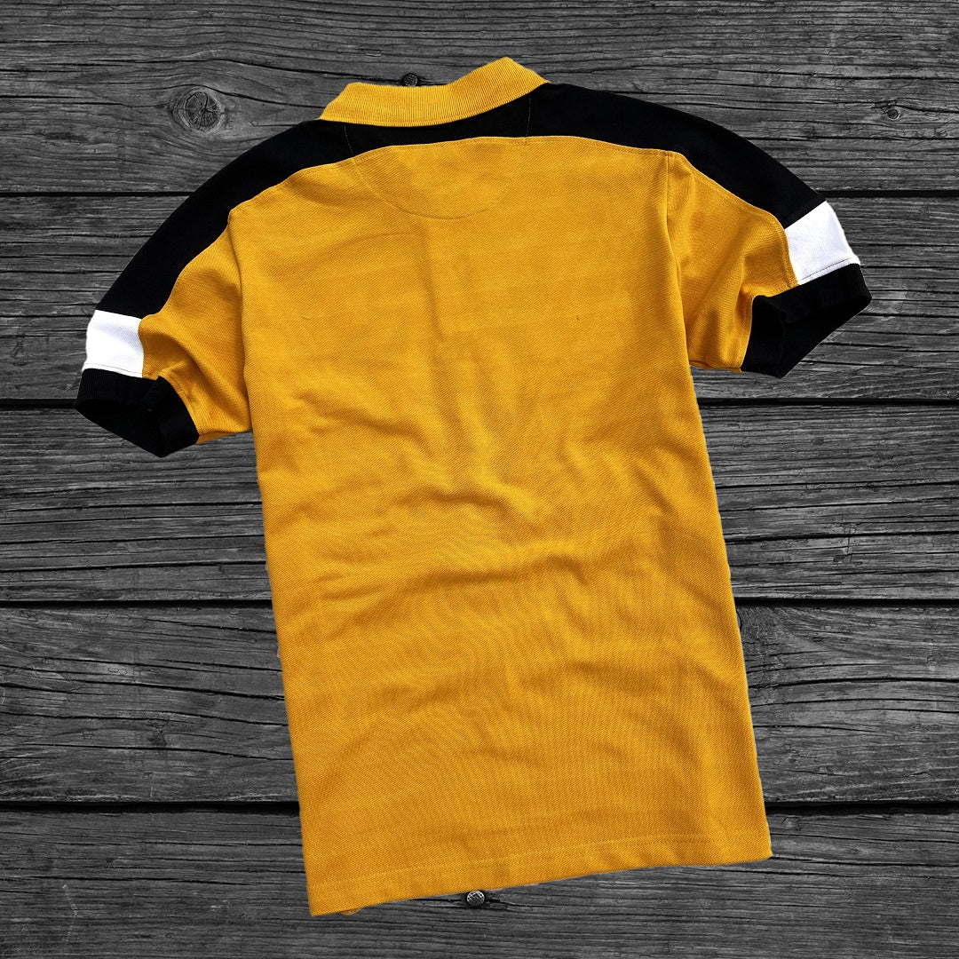 Men stylish T Shirt Mustard Yellow With Black Shoulder cut