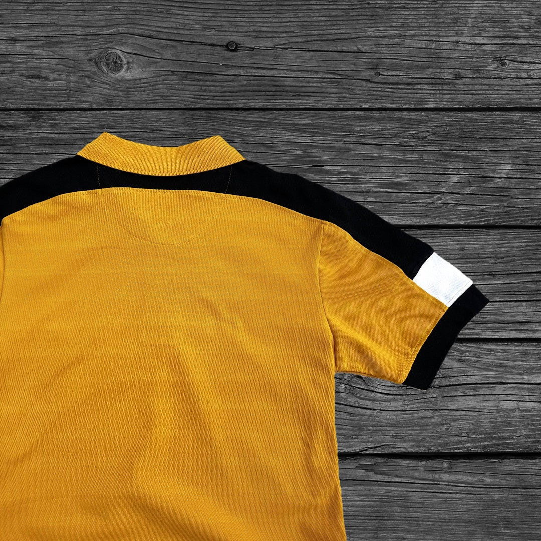 Men stylish T Shirt Mustard Yellow With Black Shoulder cut