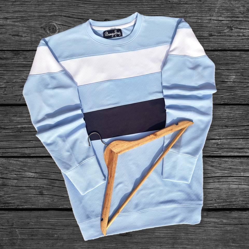 Men stylish Lycra T Shirt, Sky Blue, with Black and White