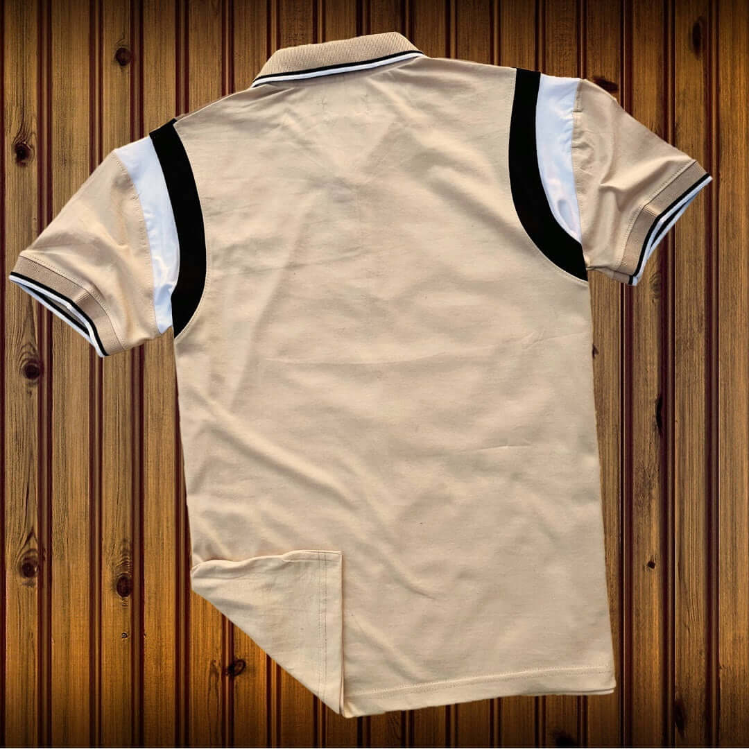 Men stylish T-Shirt Pale Peach color With Brown and White