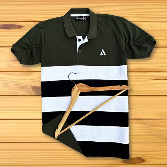 Men Premium T Shirt  Olive Green ,  white with Black