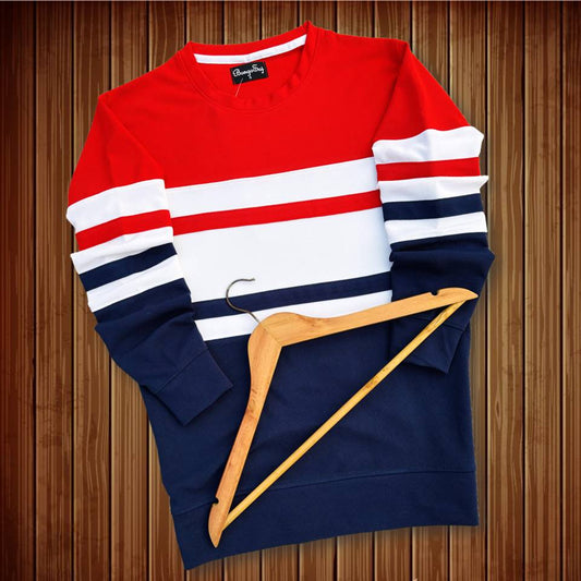 Full sleeve Lycra Red, White and Navy Blue with two stripes