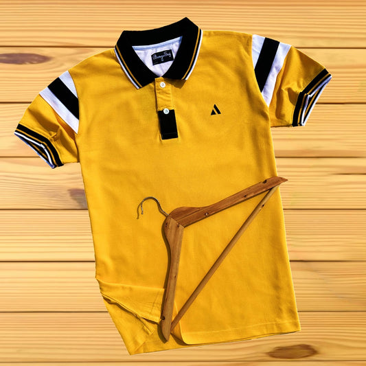 Men stylish T Shirt Golden Yellow, with Cut Sew Sleeves