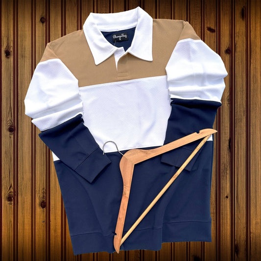 Full sleeve Collar Lycra Heather Cinnamon, White and Navy Blue Color